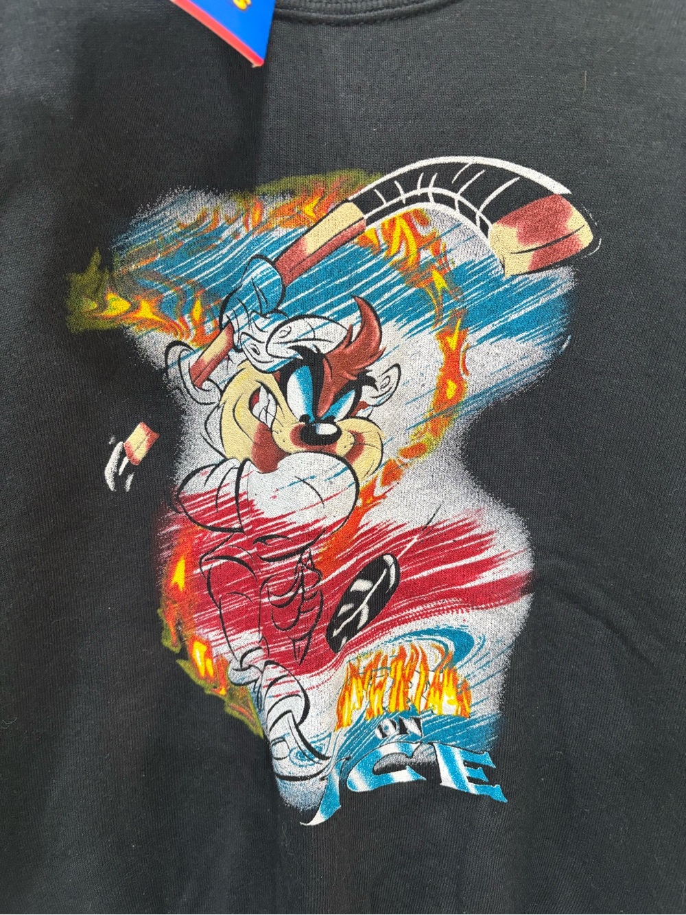 Vintage Looney Tunes Tazmanian Fruit of Loom Sweatshirt Kids Unisex 14-16 NEW - Picture 3 of 7